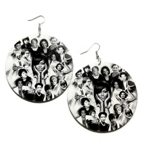 Phenomenal Black Women of History Large Statement Dangle Wood Earrings