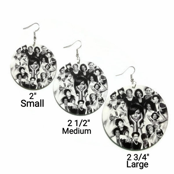 Phenomenal Black Women of History Large Statement Dangle Wood Earrings