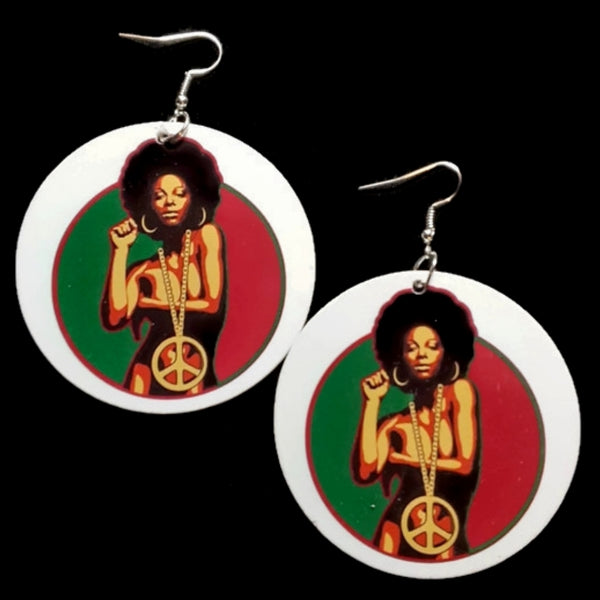 Soul Sista Peace Statement Dangle Wood Earrings