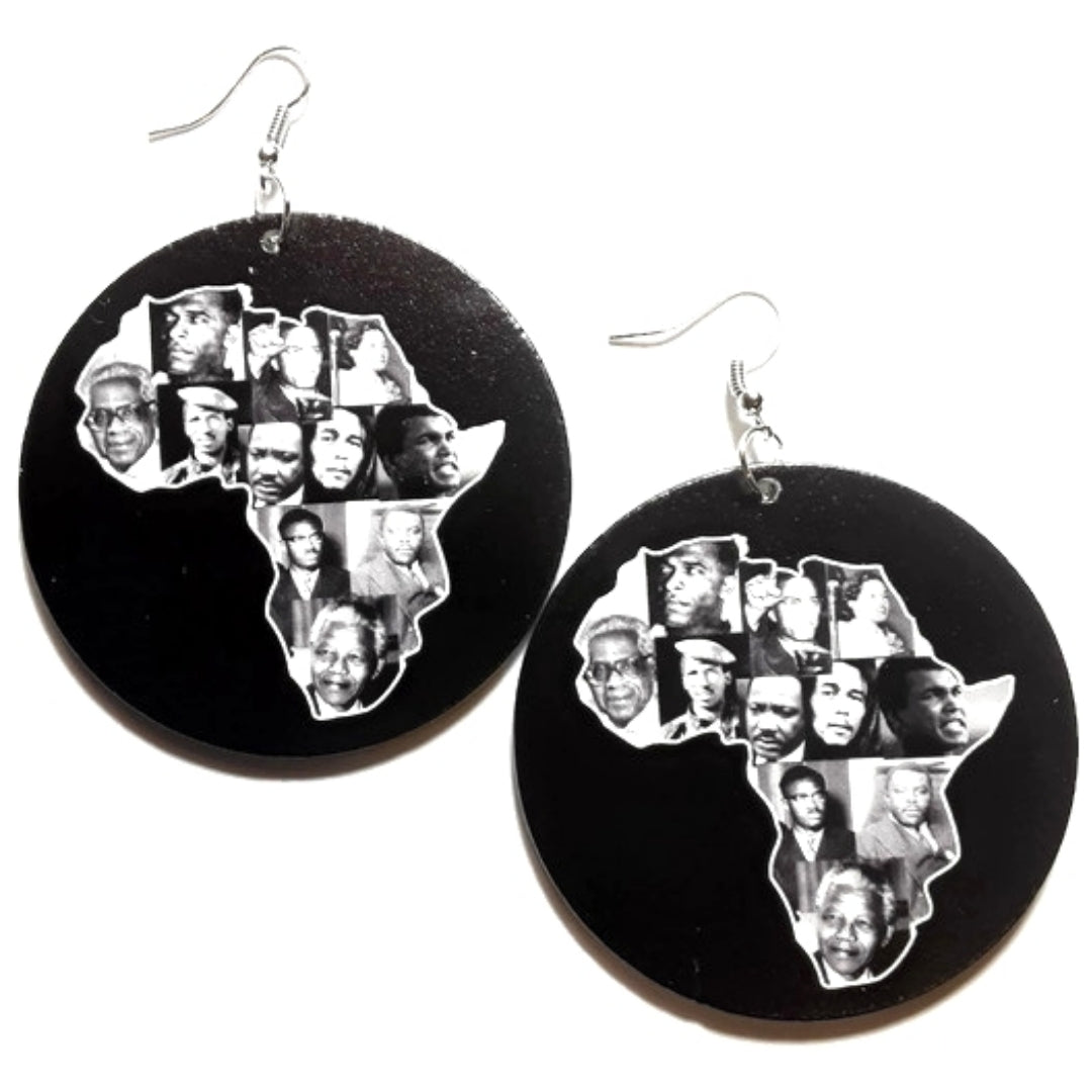 Africa My Roots Statement Dangle Wood Earrings