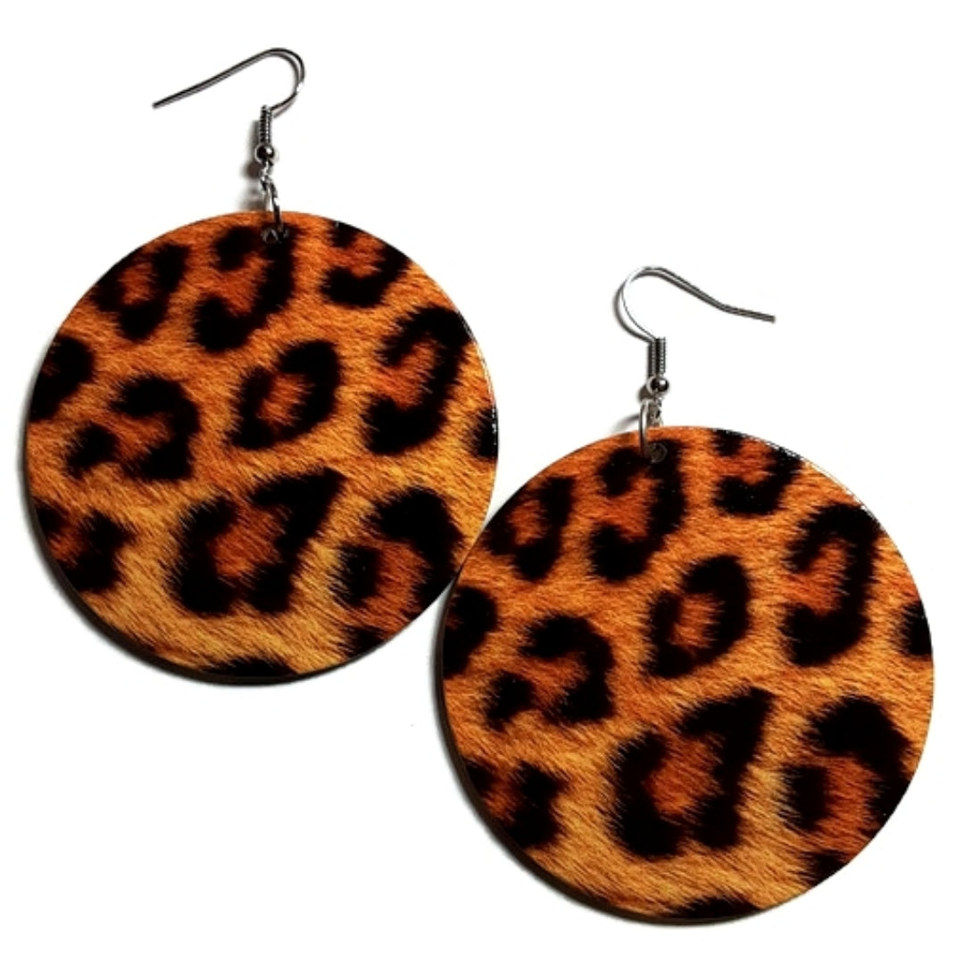 LEOPARD Statement Dangle Wood Earrings