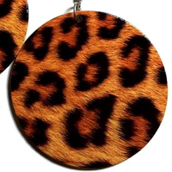 LEOPARD Statement Dangle Wood Earrings