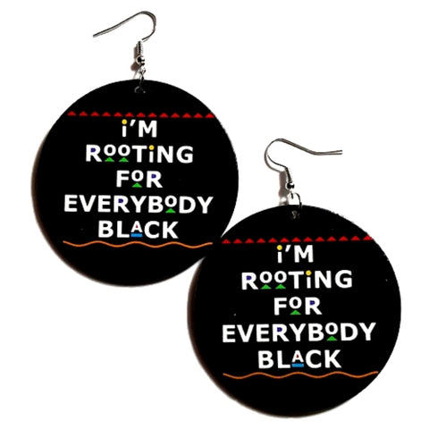 Rooting for Everybody Black in Colors Statement Dangle Wood Earrings