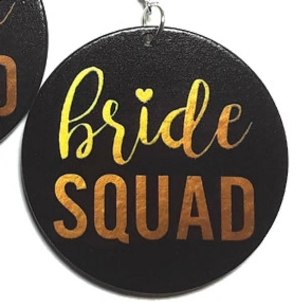 Bride Squad Small Statement Dangle Wood Earrings