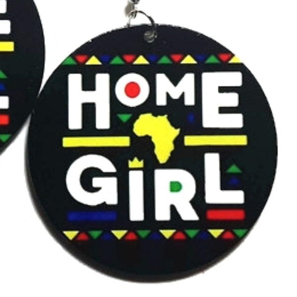 HOME GIRL in Colors Statement Dangle Wood Earrings