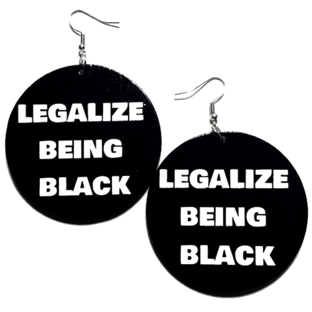 Legalize Being Black Statement Dangle Wood Earrings