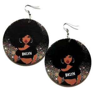 BKLYN Sparkle and Shine Statement Dangle Wood Earrings