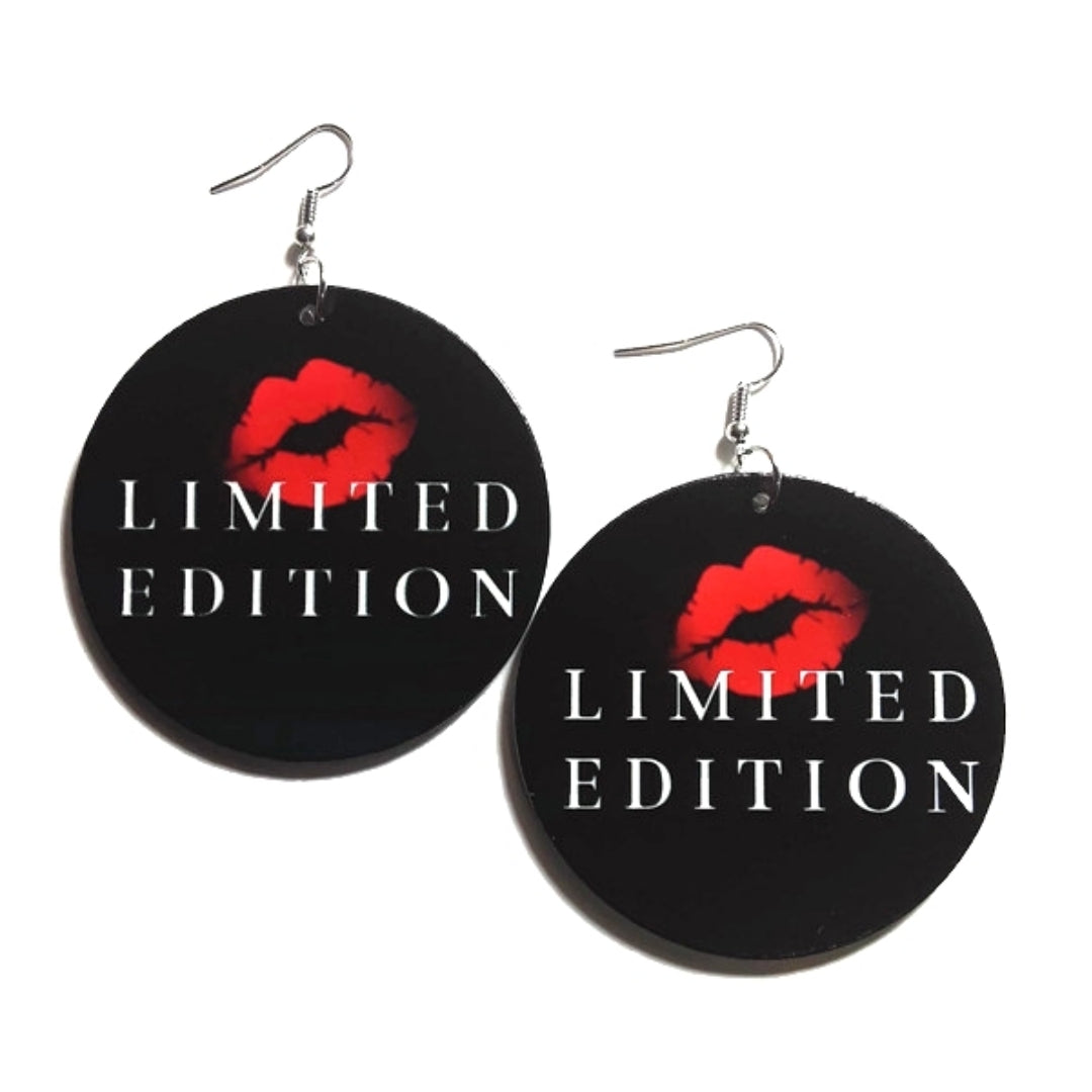 LIMITED EDITION Red Lipstick Muah Statement Dangle Wood Earrings