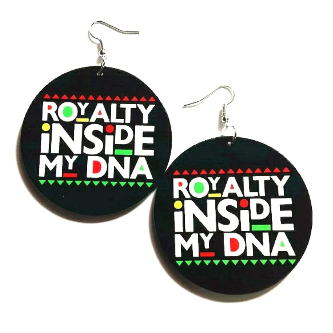 Royalty Inside My DNA in Colors Statement Dangle Wood Earrings