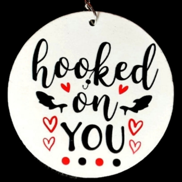 Hooked On You Red Hearts Statement Dangle Wood Earrings