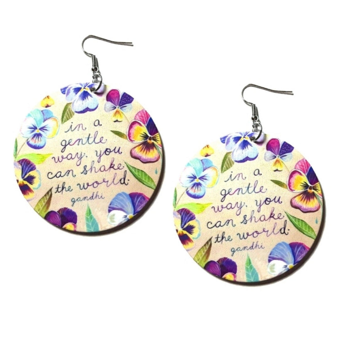 Gandhi SHAKE THE WORLD Statement Dangle Wood Earrings