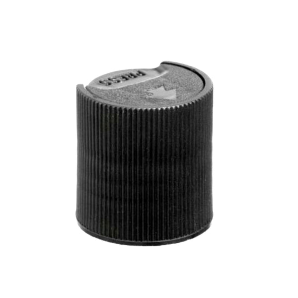 Black Ribbed Unlined Disc Dispensing Caps - Bottle Cap Size: 20-410 - Set of 25