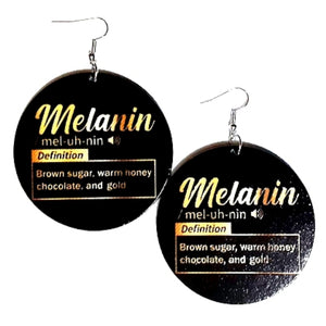 The Definition of MELANIN Statement Dangle Wood Earrings