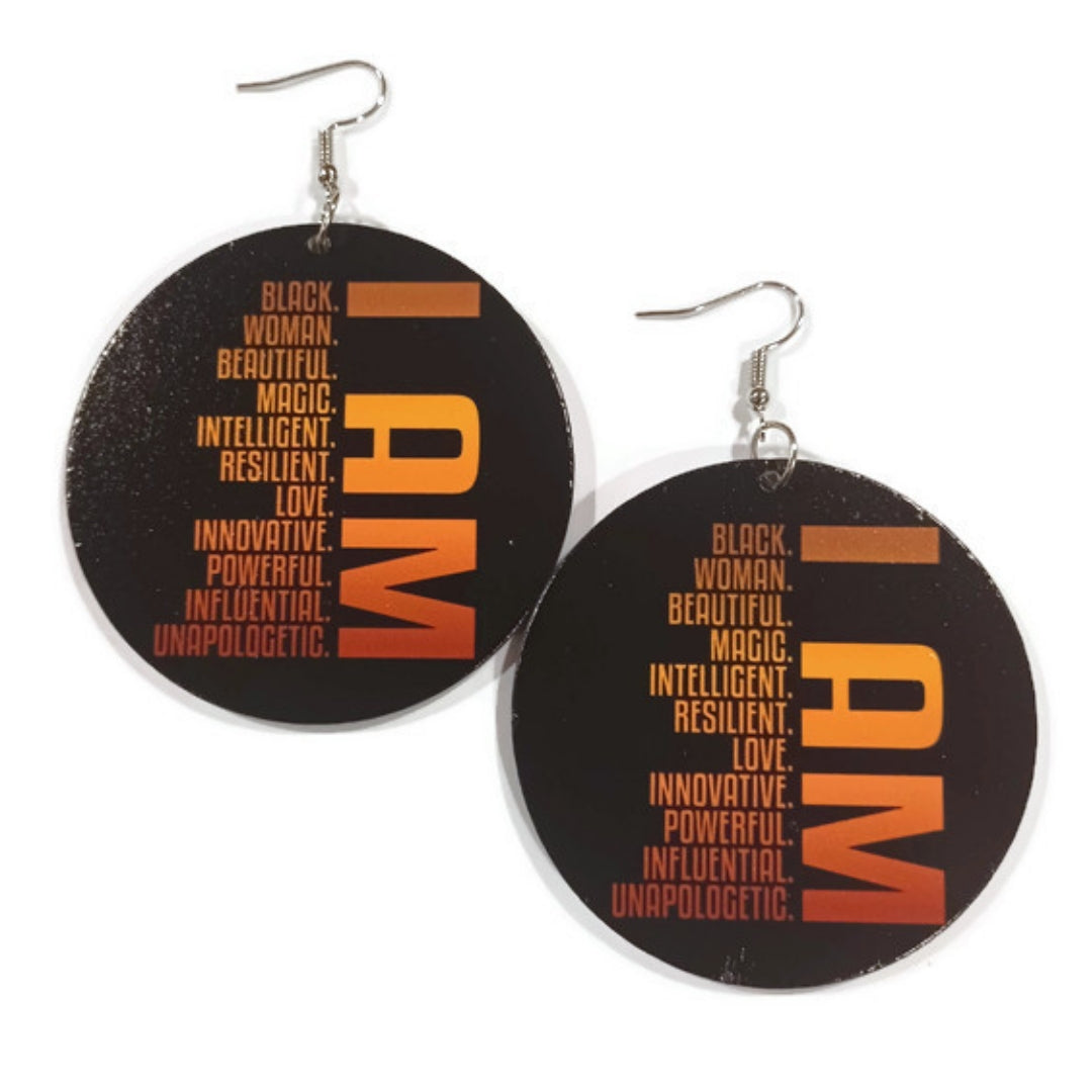 I AM Magic Innovative Unapologetic Statement Dangle Wood Earrings