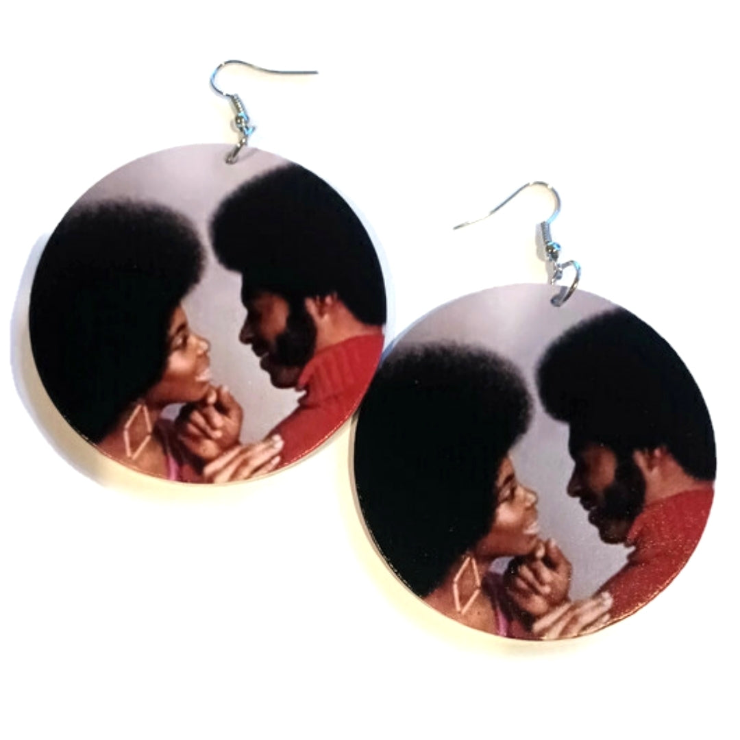 BLACK LOVE Statement Dangle Wood Earrings