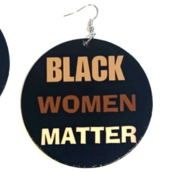 Black Women Matter Statement Dangle Wood Earrings