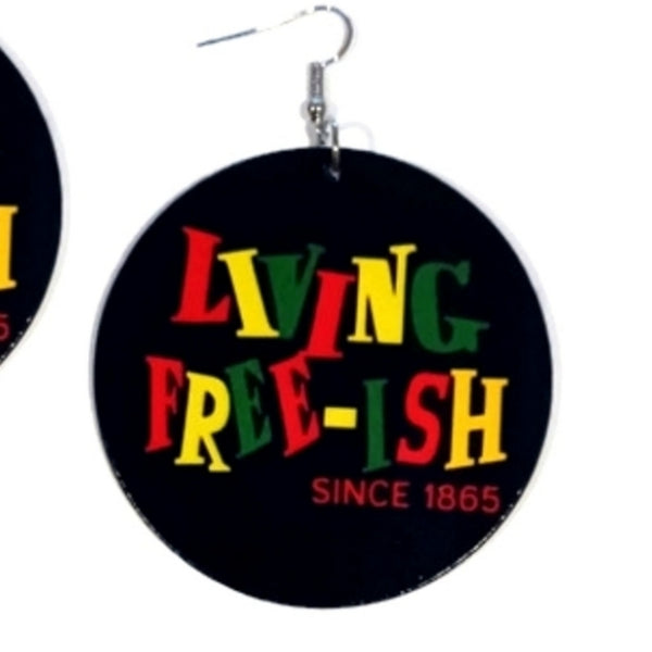 Living Freeish Since 1865 Statement Dangle Wood Earrings