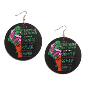 Phenomenal Woman Statement Dangle Wood Earrings