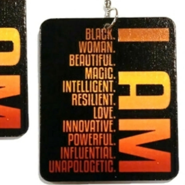 I AM Magic Innovative Unapologetic Rectangle Statement Dangle Wood Earrings