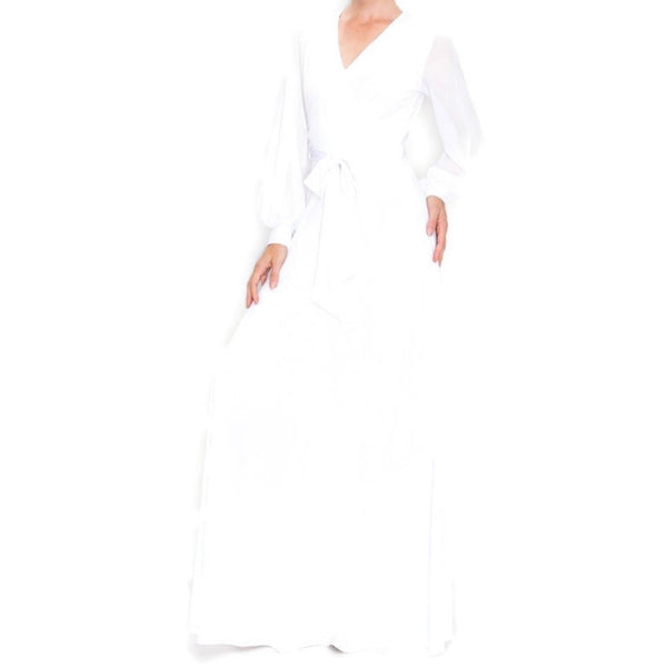 BLACK or WHITE SHEER Long Bell Sleeve Evening Formal Maxi Dress