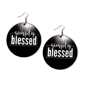 Vintage Simply Blessed Statement Dangle Wood Earrings