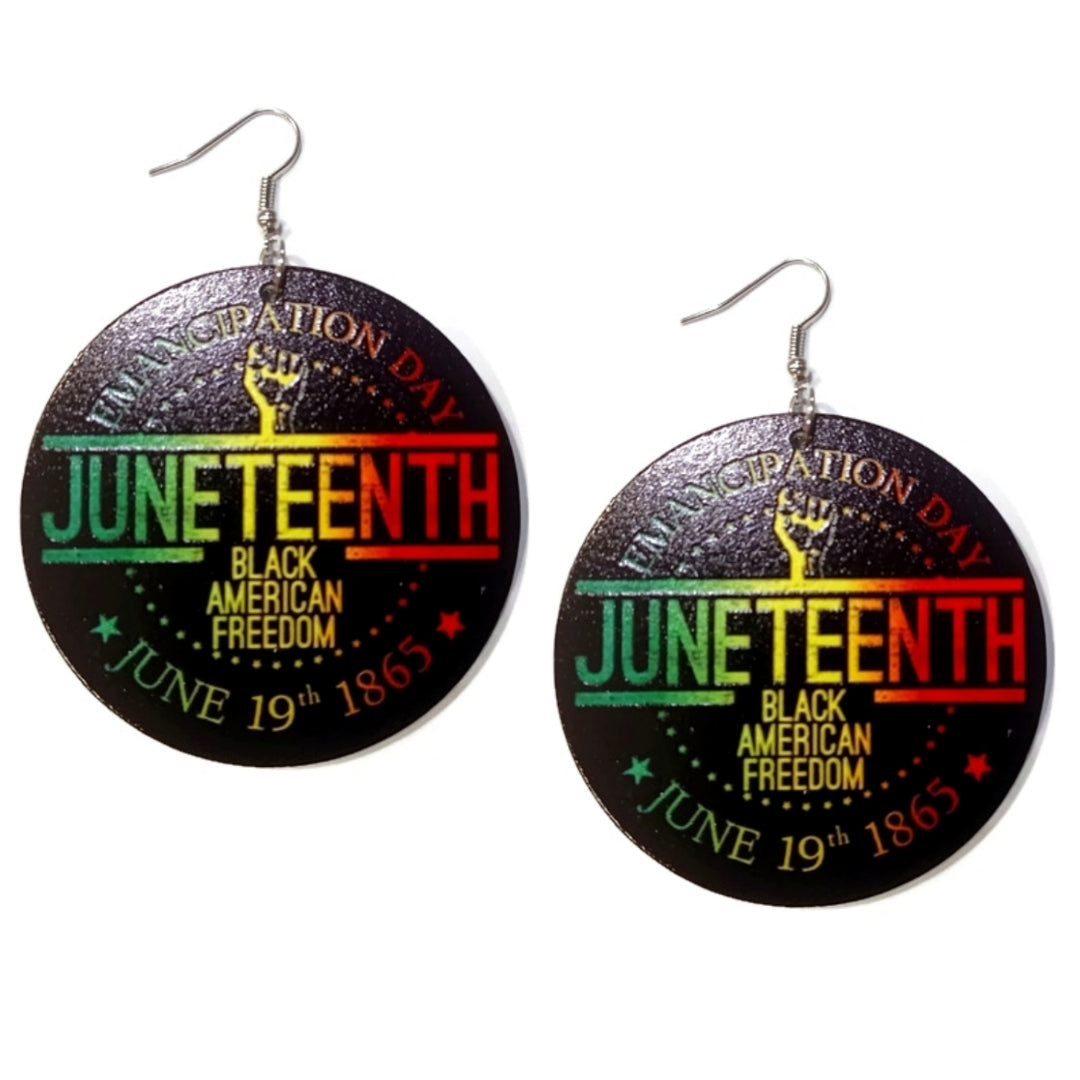 Emancipation Day 1865 Juneteenth Statement Dangle Wood Earrings