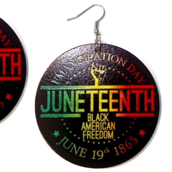 Emancipation Day 1865 Juneteenth Statement Dangle Wood Earrings