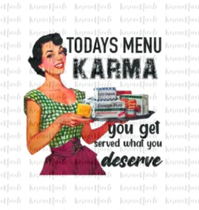 Ready To Press DTF Transfer Vintage Art Design Karma Cafe