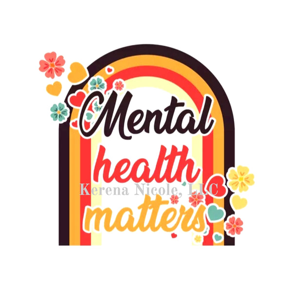 Ready To Press DTF Transfer Retro Rainbow Mental Health Matters