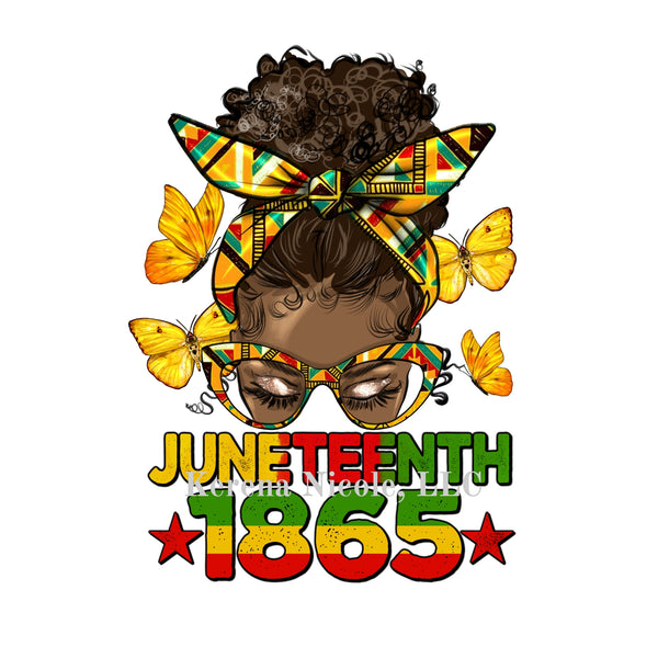 Ready To Press DTF Transfer Juneteenth 1865 Yellow Butterflies Kente Cloth