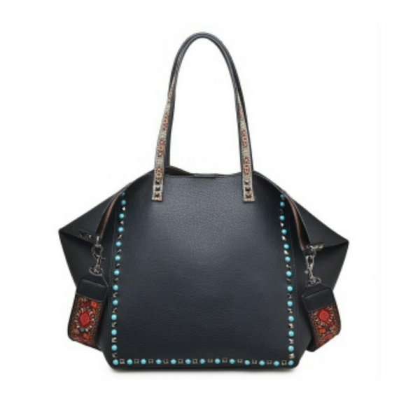 Urban Expressions Holly Black Tote Handbag with Detachable Fashion Strap