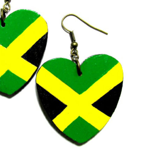 JAMAICA LOVE Multi-Color Rasta Fashion Jewelry Dangle Handmade Earrings