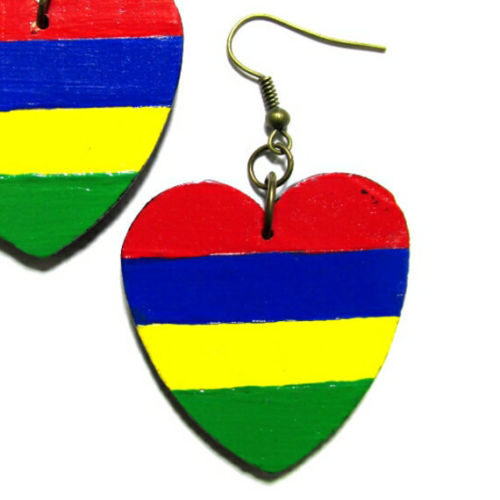 MAURITIUS Africa LOVE Multi-Color Fashion Jewelry Dangle Handmade Earrings