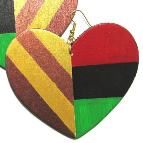 MELANIN LOVE HEART Multi-Color Fashion Jewelry Dangle Handmade Earrings