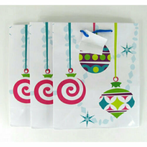 Assorted Christmas Ornaments Paper Party Favor Wedding Gift Handle Bags  - Set of 9