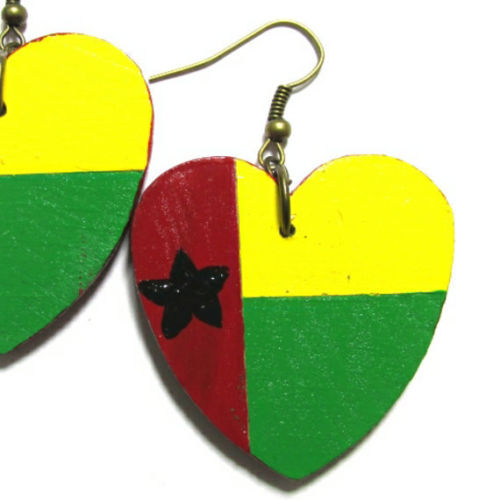 GUINEA BISSAU Africa LOVE Multi-Color Fashion Jewelry Dangle Handmade Earrings