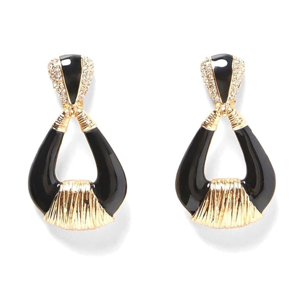 Wrapped Gold Tone Teardrop Dangle Fashion Jewelry Earrings