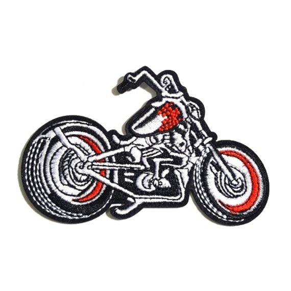 Motorcycle Red Black Iron-On Patch