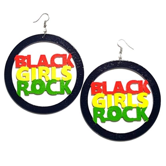 Black Girls Rock Statement Dangle Wood Earrings