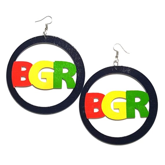 BGR Black Girls Rock Statement Dangle Wood Earrings