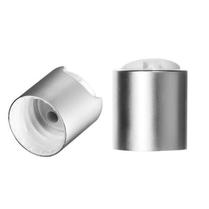 Brushed Nickel Dispensing Disc Caps - Bottle Cap Size: 20-410