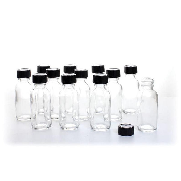 1oz Clear Glass Boston Round Bottle - Set of 25