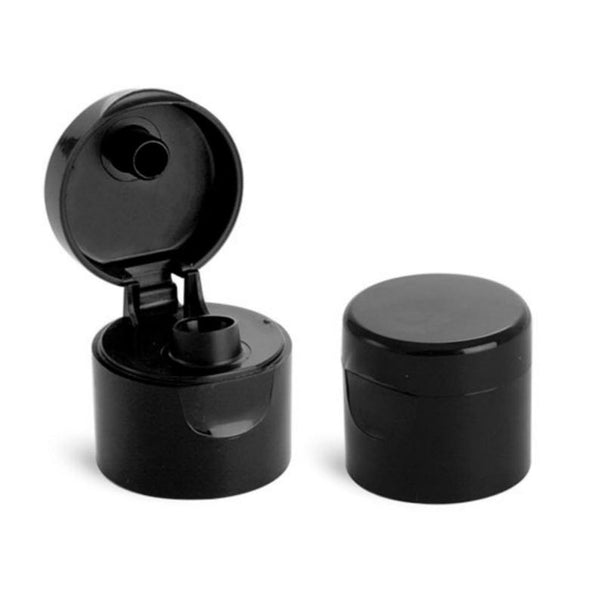 Black Flip Dispensing Caps - Bottle Cap Size: 24-410 - Set of 25