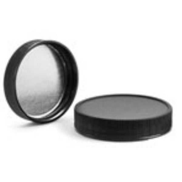 8oz Black Ribbed Silver Lined Jar Caps - Cap Size: 89-400 - Set of 25