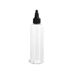 4oz Clear Plastic Bottles with Black Black Twist Top Dispensing Caps - Set of 12