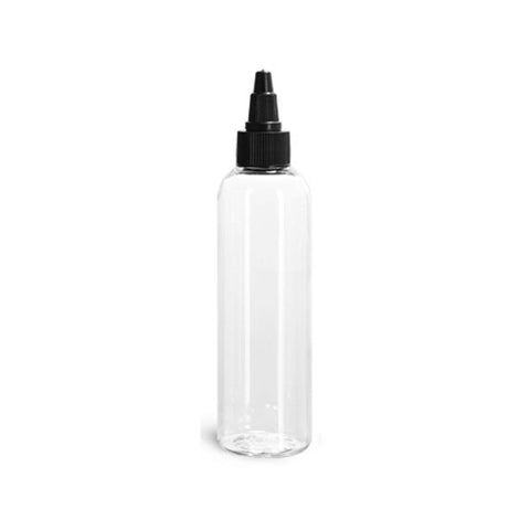 4oz Clear Plastic Bottles with Black Black Twist Top Dispensing Caps - Set of 12