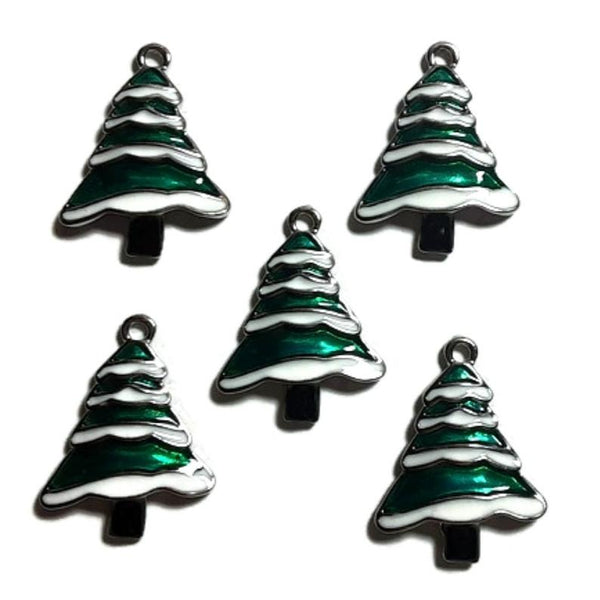 Christmas Tree Jewelry Bracelet Necklace Charms | Green White Christmas Tree