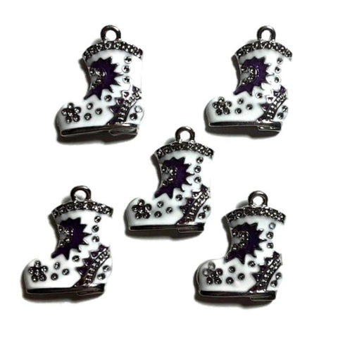 Santa Boot Jewelry Bracelet Necklace Charms | Purple White Boot Charms