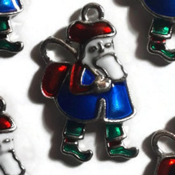 Santa with Sack Blue Jewelry Bracelet Necklace Charms