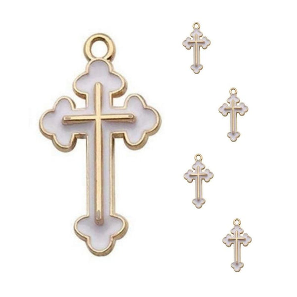 White Gold Cross Jewelry Bracelet Necklace Charms